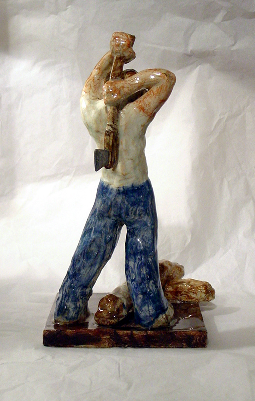 Ceramica Design Uomo con ascia del XX Secolo Opera d'arte esemplare - Robertaebasta® Art Gallery opere d’arte esclusive.